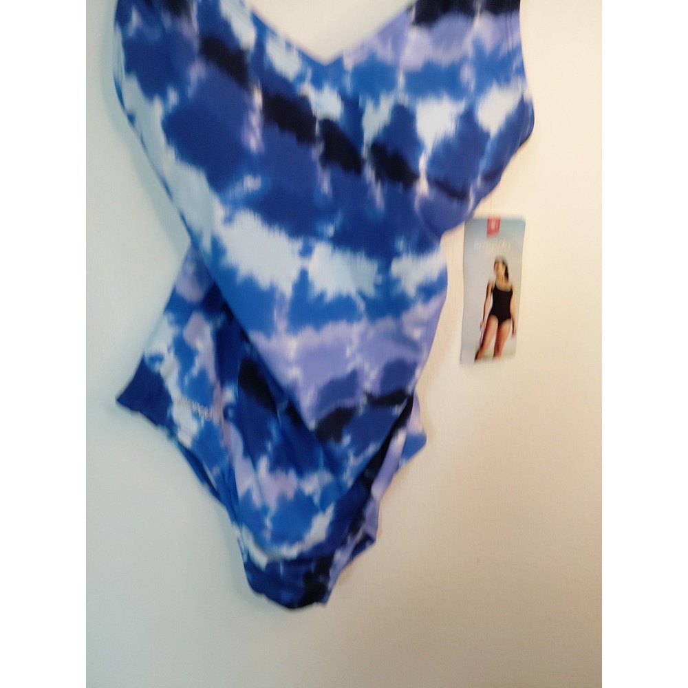 NWT Womens Speedo swim swimming bathing suit Sz 8 blue tie dye
